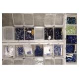 3 boxes unset semi-precious, etc. beads including