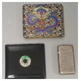 3 vintage smoking items: 1 cloisonne; 1 enameled &