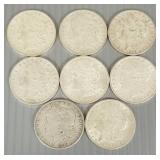 8 U.S. silver Morgan dollars - Five 1921 &