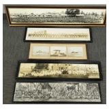 5 antique panoramic photos incl. military, ship,