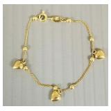 14K gold baby ankle bracelet with heart charms;