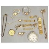 Gp. incl. Victorian watch chain, watches, etc.