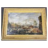 Ornately framed oil on canvas 18th century style-