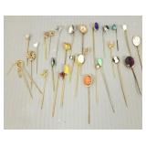 Antique stick pins incl. cameo, Victorian, etc-