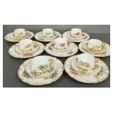 8 hand painted Limoges trio plate, cup & saucer