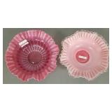 2 Fenton brides bowls: 10 1/2" cranberry (bubble