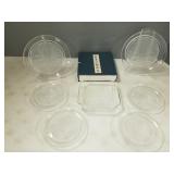 7 pcs. frosted crystal: 10" angel plates, etc