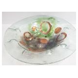 Golden Rings art glass bowl - model J-18- 19" diam