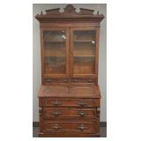 Antique Victorian walnut secretary desk