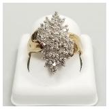 10k gold & diamond waterfall ring- 6.8g, sz. 7