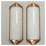 Pair of Art Deco bronze wall sconces - polished &