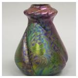 Weller Sicardo signed iridescent floral vase -