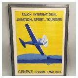 Vintage French Aviation framed poster - 42 1/4" x