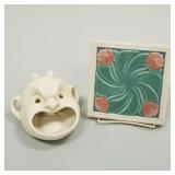 2 Rookwood pottery pieces : tile 5 7/8" square -