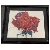 Signed Anderson 71/100 work on paper- rose-