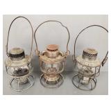 3 railroad lanterns: Pennsylvania, DL & W. etc-