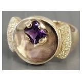 14k gold ring s/w amethyst- 7.2g, size 7 1/4