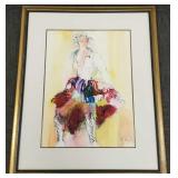 Large B. Magal signed mixed media artwork woman w/