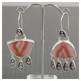 Pair sterling silver artisan earrings s/w