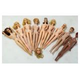 9 vintage, etc Barbie dolls w/ no clothes