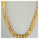 Citrine faceted round bead necklace w/ 14k gold