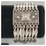 Vintage Mexico silver bracelet: 60.0g, 7 1/2"L,