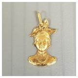 18k gold figural pendant w/ French eagle head