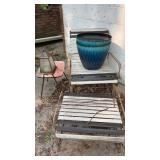 PATIO TABLE & CHAIRS & PLANTERS