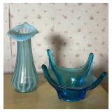 ART GLASS VASE & BOWL