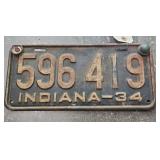 1934 INDIANA LICENSE PLATE