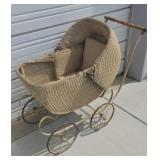 ANTIQUE WICKER BABY CARRIAGE