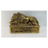 BRASS SLEEPING LION PAPERWEIGHT