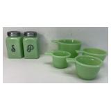 JADEITE GREEN MEASURING CUPS & SHAKERS