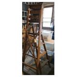 (2) WOOD A FRAME LADDERS