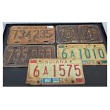 (5) VINTAGE INDIANA LICENSE PLATES