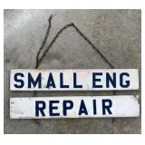 VINTAGE HANDMADE WOOD SMALL ENGINE REPAIR SIGN