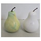 (2) GLASS PEAR PAPERWEIGHTS