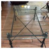 HEAVY GLASS & METAL COFFEE TABLE