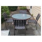 PATIO TABLE, (6) CHAIRS