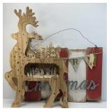 REINDEER WOODEN Dï¿½COR, XMAS SIGN