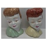 (2) LARGE LADIES HEAD PLANTERS