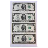 (4) $2 CONSECUTIVE SERIAL NUMBERS CERTIFICATES