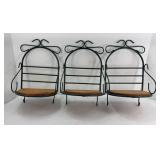 (3) WROUGHT IROM WOOD WALL SHELVES