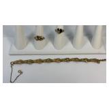 (2) 10 K GOLD RINGS & GOLD TONE NECKLACE