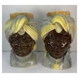 (2) ROYAL COPLEY BLACKAMOOR HEAD VASES