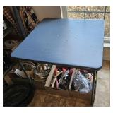 BLUE CARD TABLE W/ 4 CHAIRS