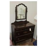 VINTAGE SMALL 4 DRAWER DRESSER W/ MIRROR