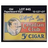 Canadian Club Cigar (old paperboard sign) 13.5x21