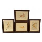 4 Signed Nude Pin Up Prints