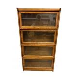 Modern Oak Four-Section Barrister Style Bookcase